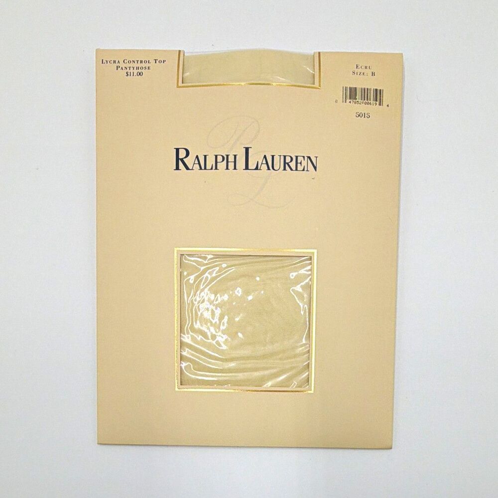 Ralph Lauren Control Top Pantyhose Women’s Ecru Solid Nylon Lycra Size B